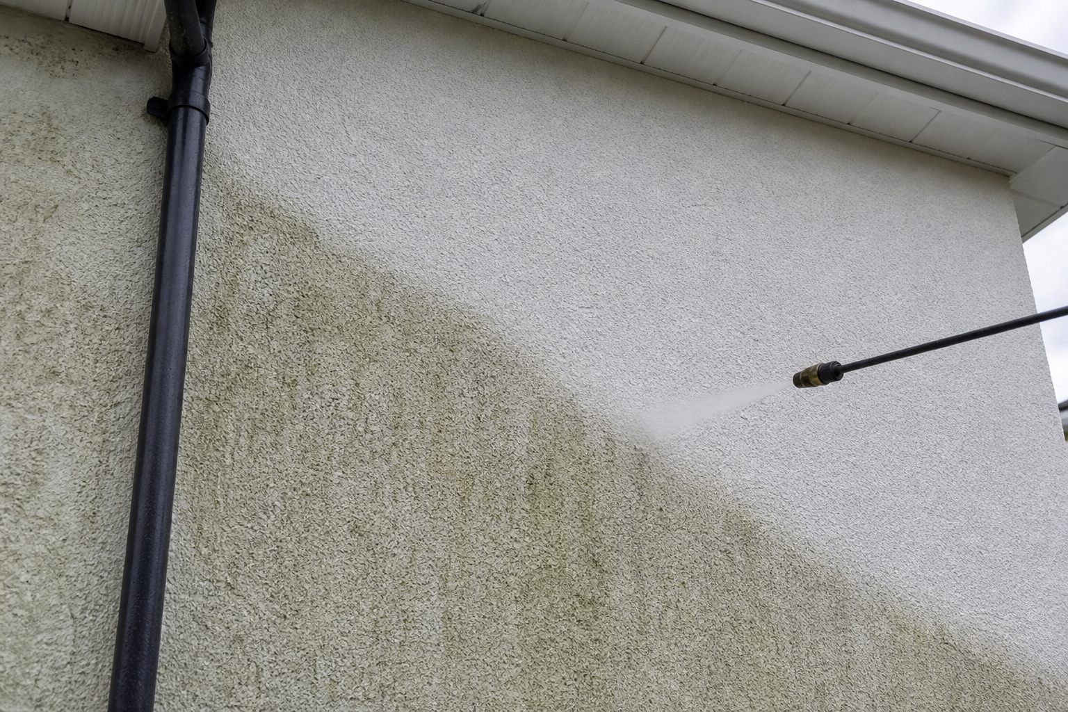 Soft washing algae off render on a house in Lisburn